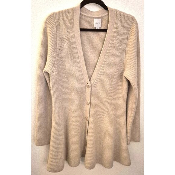 Maeve Creamy Tan Wool Blend Long Sleeve Hourglass Button Front Cardigan XL GUC - Picture 2 of 10